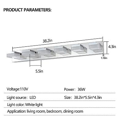 ELEMENT ACE Modern 6-Light LED Vanity Mirror Light Fixture for Bathrooms and Makeup Tables