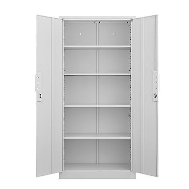 GOODSILO 72-Inch 2-Door File Storage Cabinet with Adjustable Shelves and Locking Mechanism