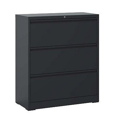GOODSILO Three-Drawer Lateral Filing Cabinet with Locking Mechanism for Secure Document Storage