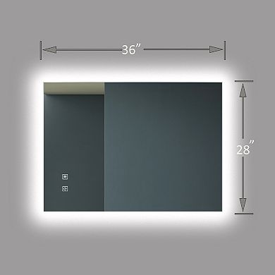 ELEMENT ACE 36x28 Inch LED Bathroom Vanity Mirror with Dimmable Touch Control & Anti-Fog