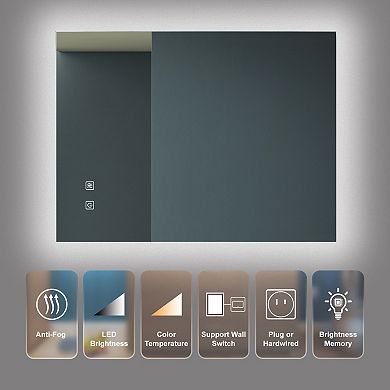 ELEMENT ACE 36x28 Inch LED Bathroom Vanity Mirror with Dimmable Touch Control & Anti-Fog