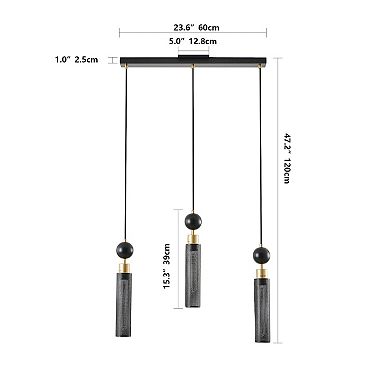 ELEMENT ACE Modern Three-Light Adjustable Pendant Chandelier with Cylindrical Mesh Shades