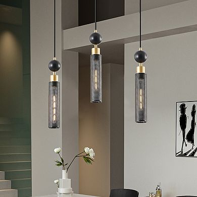 ELEMENT ACE Modern Three-Light Adjustable Pendant Chandelier with Cylindrical Mesh Shades