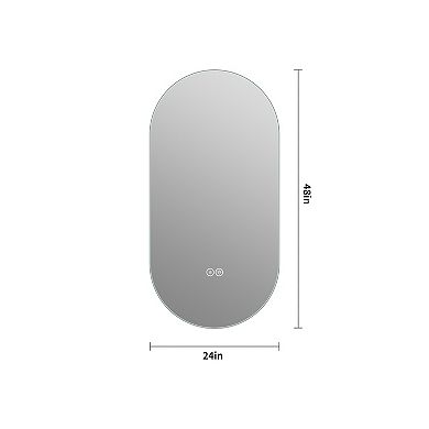 48x24 Inch Wall Mounted Anti-Fog LED Bathroom Mirror with Touch Control and Adjustable Lighting