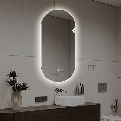 48x24 Inch Wall Mounted Anti-Fog LED Bathroom Mirror with Touch Control and Adjustable Lighting