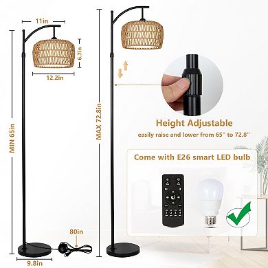 ELEMENT ACE Dimmable Arc Floor Lamp with Remote Control & Adjustable Height for Modern Homes
