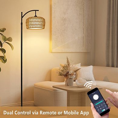 ELEMENT ACE Dimmable Arc Floor Lamp with Remote Control & Adjustable Height for Modern Homes