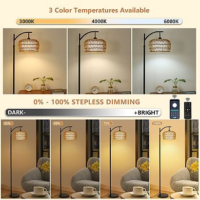 ELEMENT ACE Dimmable Arc Floor Lamp with Remote Control & Adjustable Height for Modern Homes