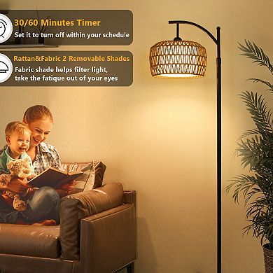 ELEMENT ACE Dimmable Arc Floor Lamp with Remote Control & Adjustable Height for Modern Homes