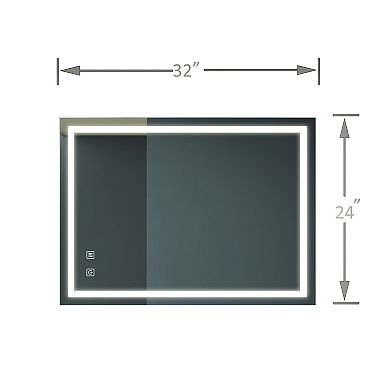 ELEMENT ACE 32x24 Inch Bathroom LED Vanity Mirror with Anti-Fog and Dimmable Lighting