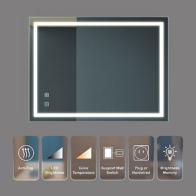 ELEMENT ACE 32x24 Inch Bathroom LED Vanity Mirror with Anti-Fog and Dimmable Lighting