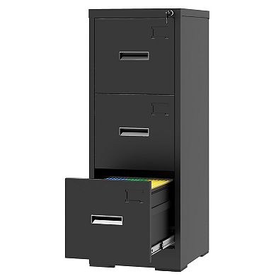 GOODSILO 3 Drawer Vertical File Storage Cabinet with Locking Mechanism and Card Slot