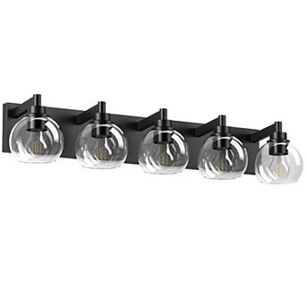 ELEMENT ACE 5-Light Modern Bathroom Vanity Fixture with Clear Glass Shades for Wall Mount