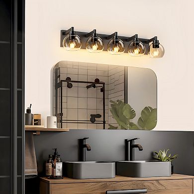 ELEMENT ACE 5-Light Modern Bathroom Vanity Fixture with Clear Glass Shades for Wall Mount