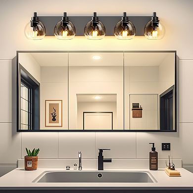 ELEMENT ACE 5-Light Modern Bathroom Vanity Fixture with Clear Glass Shades for Wall Mount
