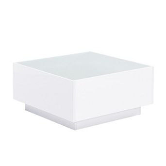 GOODSILO Modern Square High Gloss Coffee Table with Multicolor LED Lighting and Frosted Glass Top