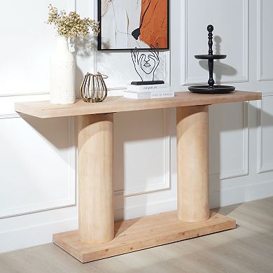 GOODSILO Modern Minimalist Wooden Console Table with Pedestal Base for Entryway