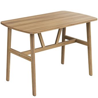 Modern Rectangular Wood Dining Table with Sturdy Metal Frame for Kitchen and Dining Room