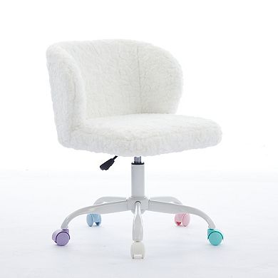 GOODSILO Ergonomic Office Chair with Soft Faux Fur Upholstery and Swivel Base