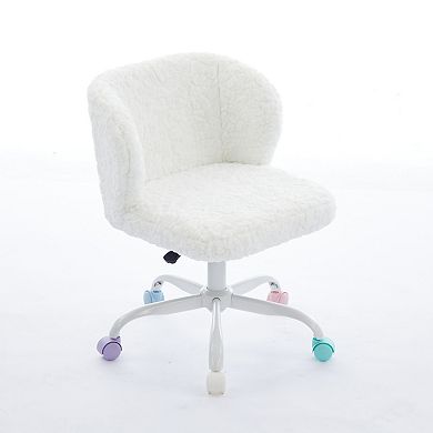 GOODSILO Ergonomic Office Chair with Soft Faux Fur Upholstery and Swivel Base