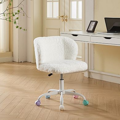 GOODSILO Ergonomic Office Chair with Soft Faux Fur Upholstery and Swivel Base