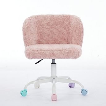 GOODSILO Ergonomic Office Chair with Soft Faux Fur Upholstery and Swivel Base