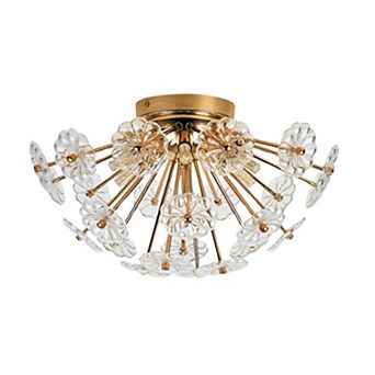 ELEMENT ACE Elegant Floral Flush Mount Light Fixture with Crystal Accents