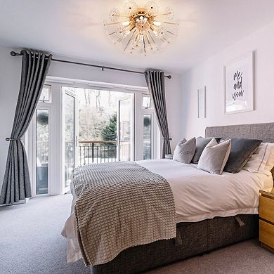 ELEMENT ACE Elegant Floral Flush Mount Light Fixture with Crystal Accents