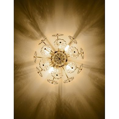ELEMENT ACE Elegant Floral Flush Mount Light Fixture with Crystal Accents