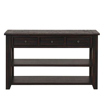 GOODSILO 48-Inch Solid Pine Wood Entryway Console Table with Three Drawers and Two Shelves