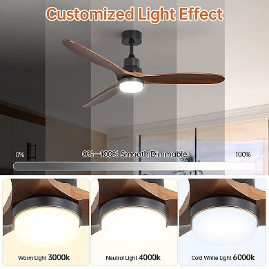 ELEMENT ACE Modern Indoor Outdoor Ceiling Fan with Integrated Dimmable LED Light and Remote Control