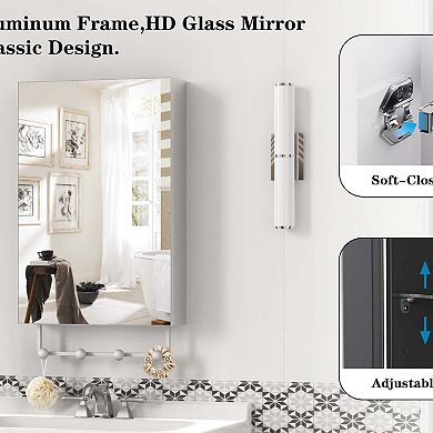 ELEMENT ACE Medicine Cabinet with Mirror & Adjustable Shelves for Bathroom Storage
