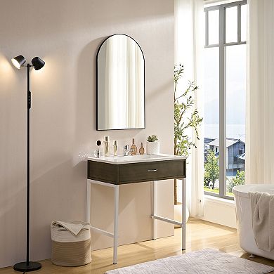 ELEMENT ACE Arched Black Metal Framed Wall Mirror with 40x30 Inch Dimension for Modern Home Décor