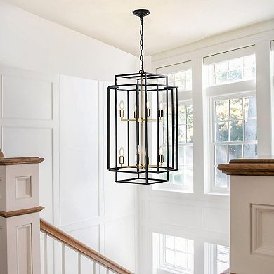 ELEMENT ACE Modern Geometric Eight-Light Pendant Chandelier with Adjustable Frame
