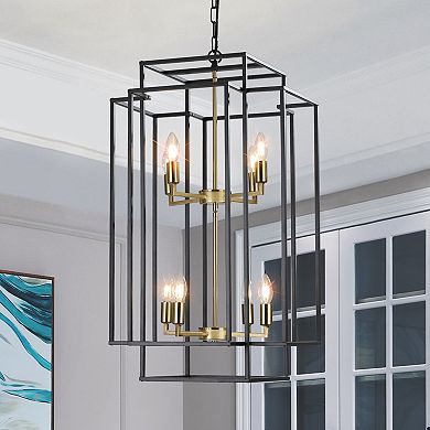 ELEMENT ACE Modern Geometric Eight-Light Pendant Chandelier with Adjustable Frame