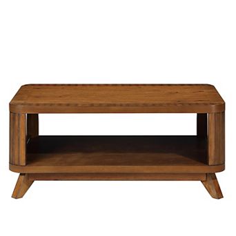 GOODSILO Rectangular Wood Coffee Table with Open Shelf Storage for Living Room Furniture