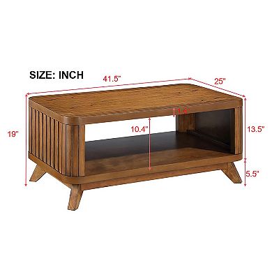 GOODSILO Rectangular Wood Coffee Table with Open Shelf Storage for Living Room Furniture