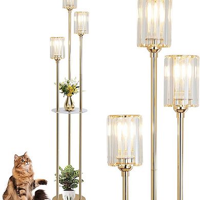 ELEMENT ACE Modern Crystal Floor Lamp with Shelves for Living Room and Bedroom