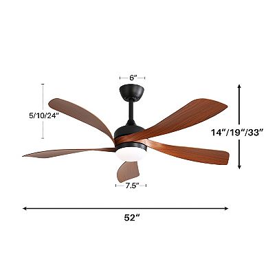 ELEMENT ACE 52" Indoor Ceiling Fan with Dimmable LED Light & Remote for Modern Cooling