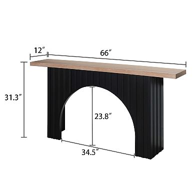 GOODSILO Modern Minimalist Console Table with Arch Base and Wood Top