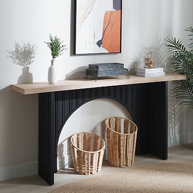 GOODSILO Modern Minimalist Console Table with Arch Base and Wood Top