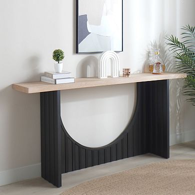 GOODSILO Modern Minimalist Console Table with Arch Base and Wood Top