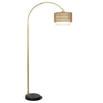 ELEMENT ACE Arc Floor Lamp, Adjustable Height, Remote Control, Dimmable LED Bulb, Dual Shade