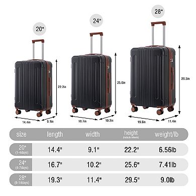 ELEMENT ACE ABS Spinner Wheel Luggage Set with TSA Lock - Three Piece Carry-On Suitcase Collection