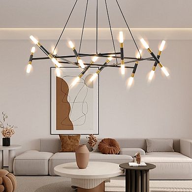ELEMENT ACE Modern Branch Design Chandelier Light Fixture with Adjustable Height and Frosted Tubes