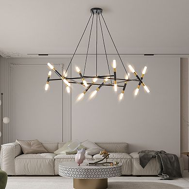 ELEMENT ACE Modern Branch Design Chandelier Light Fixture with Adjustable Height and Frosted Tubes