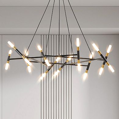 ELEMENT ACE Modern Branch Design Chandelier Light Fixture with Adjustable Height and Frosted Tubes