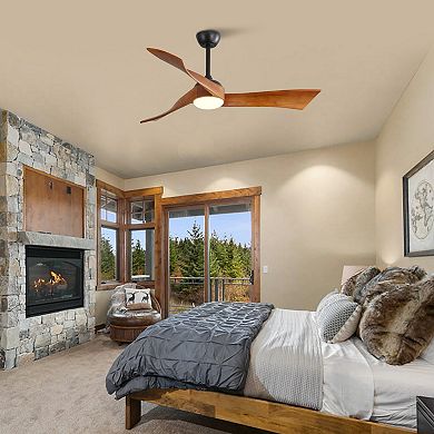 ELEMENT ACE 52 Inch Modern Ceiling Fan with Dimmable LED Light Solid Wood Blades Reversible DC Motor