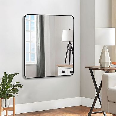 ELEMENT ACE 30x30 Inch Square Metal Framed Wall Mirror with Shatterproof Design
