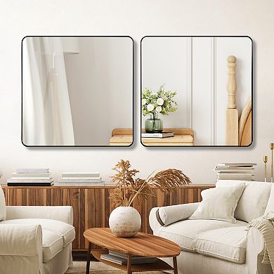 ELEMENT ACE 30x30 Inch Square Metal Framed Wall Mirror with Shatterproof Design